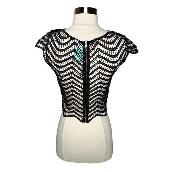 LoveSong Sequin Chevron Cropped Blouse - Size Medium - Picture 4 of 5